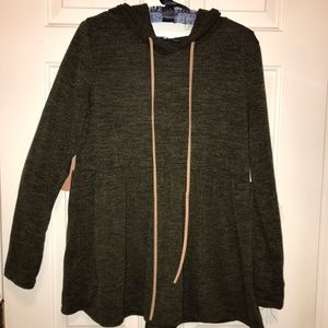 Bom Bom peplum hoodie sweater, forest green, MED